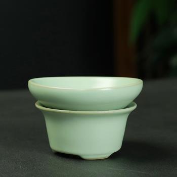 汝窯開片茶漏功夫茶具茶道配件茶水分離器陶瓷過濾器茶沫濾網紗布