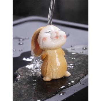 變色茶寵可愛兔子創意家居多款樹脂擺件茶盤茶桌卡通茶玩茶道配件