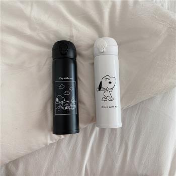 阿寶-自制韓風ins可愛卡通狗高顏值不銹鋼便攜保溫杯情侶杯學生