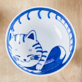 [cocostyle]日本進口美濃燒陶瓷日式輕量餐具虎斑貓貓咪麵碗飯碗