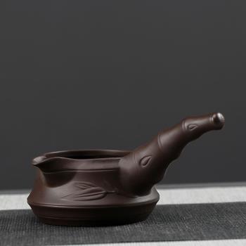 創意紫砂側把公道杯茶漏陶瓷均杯茶海大號家用功夫茶具配件分茶器