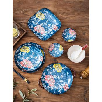 日式家用菜盤子碟子陶瓷米飯碗泡麵碗筷勺2025新款高顏值餐具套裝