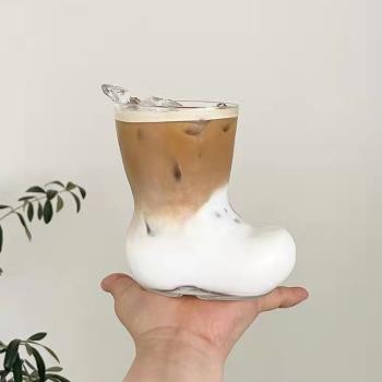 ins不走尋常路杯子搞怪玻璃喝水小眾可愛靴子杯聖誕杯奶昔甜品杯