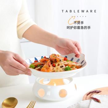 幹鍋酒精蠟燭加熱爐保溫菜盤子熱菜盤碗家用酒店餐具梅花陶瓷明爐