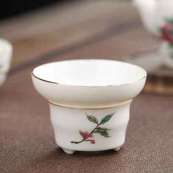 白瓷描金瑞桃茶漏陶瓷貼花過濾器功夫茶具零配濾網茶沫分離小清新
