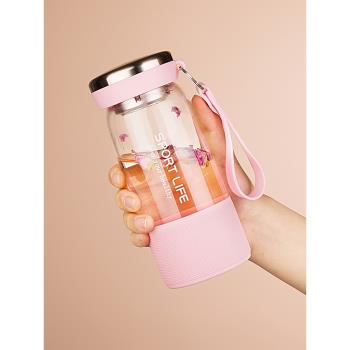 單層玻璃杯ins風便攜女夏季夏天大容量高顏值水杯網紅款學生杯子