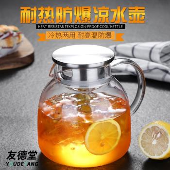 友德堂冷水壺玻璃耐高溫家用耐熱加厚大容量水壺果汁涼水杯套裝
