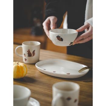 陶米景德鎮手作日式米飯碗手繪粗陶餐具家用陶瓷咖啡杯甜品碗盤