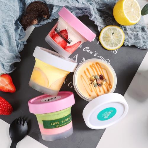 網紅冰淇淋杯一次性杯子帶蓋冰激凌圣代布丁杯自制手工diy商用小