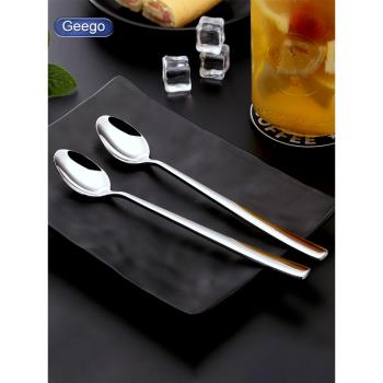 GeeGo 304不銹鋼冰勺 家用咖啡勺湯勺酒店餐廳攪拌勺長柄勺子套裝