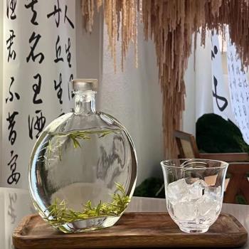 創意圓形冷萃咖啡密封瓶ins高顏值酒壺玻璃果酒瓶隨手大容量酒瓶