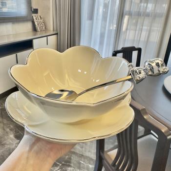 高顏值燕麥酸奶碗好看的陶瓷碗甜品碗早餐碗可愛水果沙拉碗帶勺子