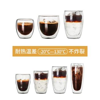 透明雙層隔熱玻璃杯高顏值咖啡杯真空水杯創意大容量杯子泡茶酒杯