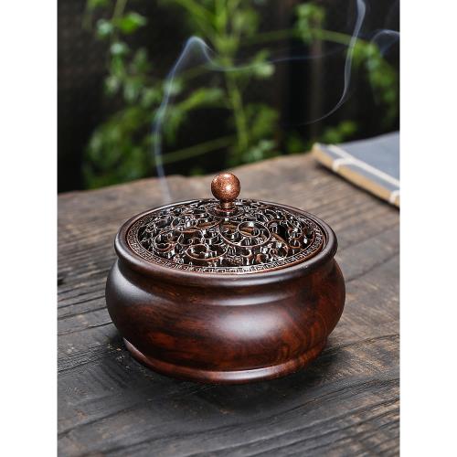 黑檀木香爐胡桃木茶道家用沉香香料香薰爐香插線香底座檀香盤香架|茶道