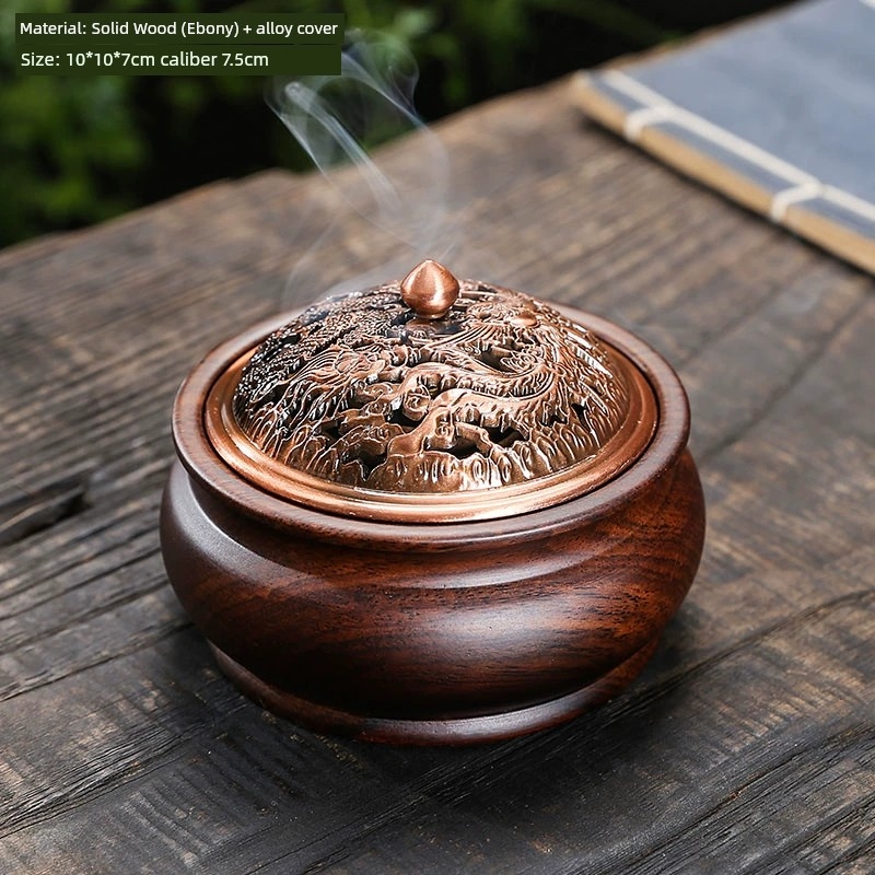 黑檀木香爐胡桃木茶道家用沉香香料香薰爐香插線香底座檀香盤香架|茶道