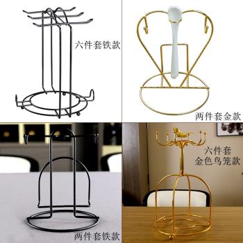 咖啡架子多款鐵藝咖啡杯架收納架子掛架不銹鋼杯架通用杯子架懸掛