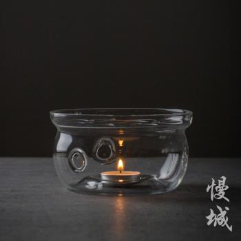 慢城底座蠟燭加熱保溫花草玻璃