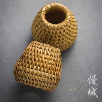 茶道慢城純手工擺件蓋架越南藤編