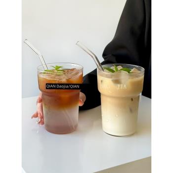ins風小眾高硼矽喝水拿鐵玻璃杯