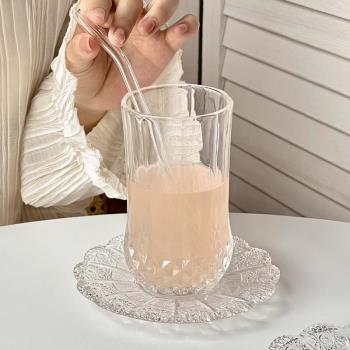網紅ins咖啡廳杯碟套裝咖啡飲品杯加厚古典雞尾酒杯子鉆石玻璃杯