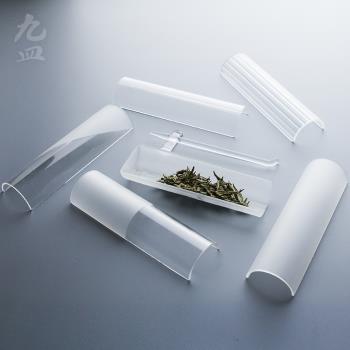 九皿日式玻璃茶則磨砂透明功夫茶具賞茶荷茶撥分茶器茶道零配件