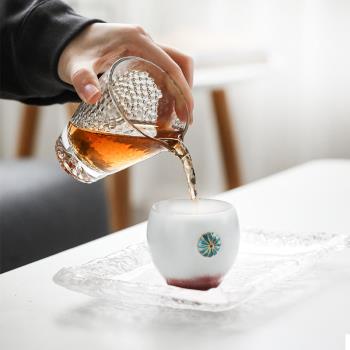 川樸簡約透明加厚茶漏一體公道杯