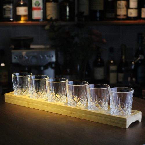 一兩杯玻璃小酒杯一口杯SHOT杯子彈杯白酒杯套裝配竹杯架傲柏50ML