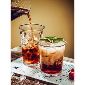 高硼矽透明玻璃杯美式咖啡杯子ins風冷飲果汁杯加厚敞口飲品杯