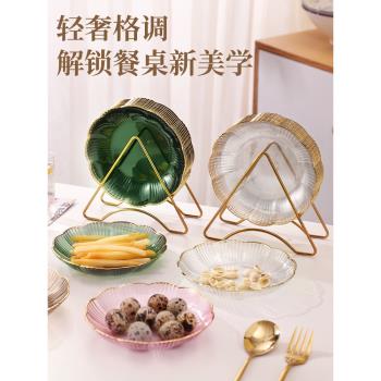 家用吐骨碟餐桌垃圾骨頭盤子櫻花小吃碟輕奢桌面小菜碟食品級骨盤