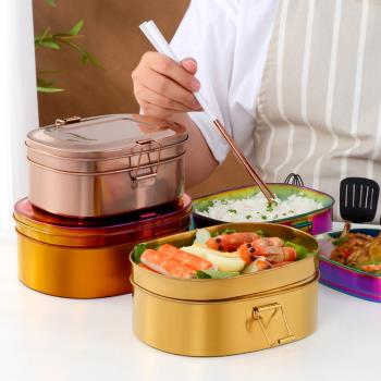 不銹鋼雙層飯盒帶蓋學生成人單位食堂餐盒蒸飯分格方形便當盒