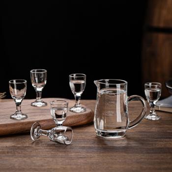 帶刻度白酒杯玻璃酒杯家用小號一口杯2兩烈酒子彈酒盅分酒器套裝