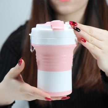 折疊杯子便攜旅行矽膠伸縮創意戶外環保吸管水杯隨行咖啡杯耐高溫