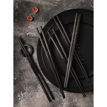 家用高顏值餐具復古不銹鋼筷子