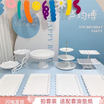 婚禮甜品臺展示架擺件蛋糕託盤點心盤架鏤空擺盤茶歇擺臺生日佈置