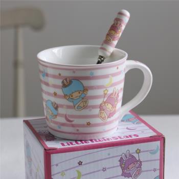 【夢田良品】日本卡哇伊雙子星陶瓷水杯情侶杯把手杯咖啡杯