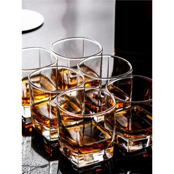 威士忌杯子6只套裝洋酒杯玻璃酒杯 酒吧啤酒杯水杯茶杯加厚耐熱