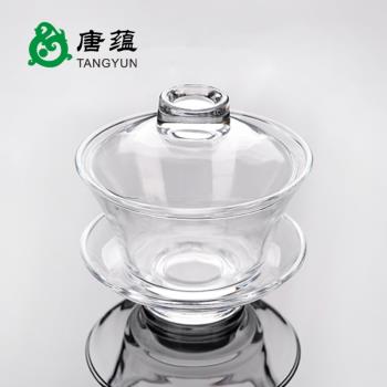 玻璃蓋碗陶瓷大號功夫喝茶茶具加厚透明套裝家用茶杯泡茶三才茶碗