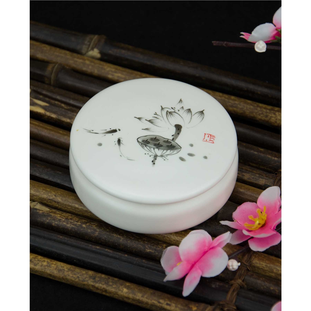 景德鎮陶瓷器密封印泥盒便攜茶葉罐化妝品美妝盒粉餅盒便攜收納罐|茶罐