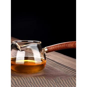 加厚側把公杯分茶器功夫茶具耐熱透明玻璃公道杯茶漏套裝家用簡約