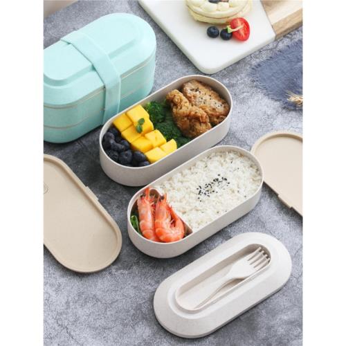 初見 純色雙層微波爐便當盒可加熱學生上班族帶飯飯盒健身午餐盒