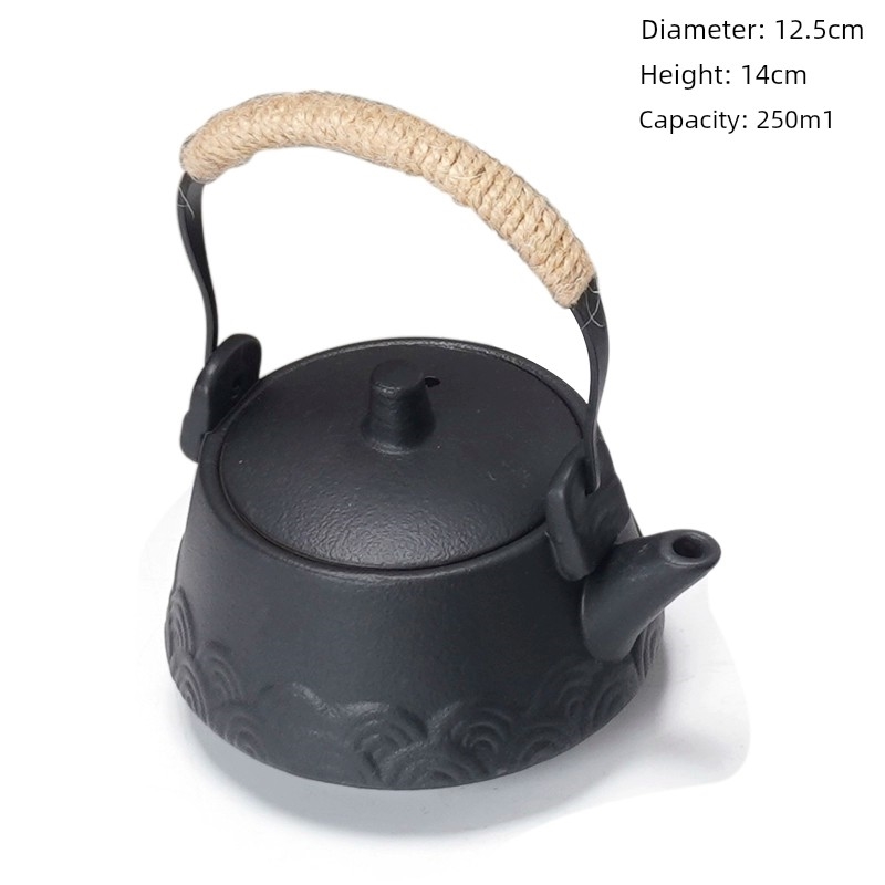 日式側把壺西施茶壺蓋碗陶瓷家用泡茶杯子大容量功夫茶具黑陶茶壺|茶壺