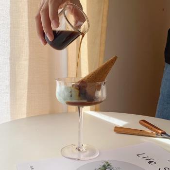 韓風豎條紋玻璃蘇打水冰淇淋杯