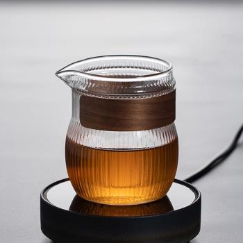 玻璃公道杯一體茶漏套裝加厚耐熱大號側把茶海分茶器功夫茶具配件
