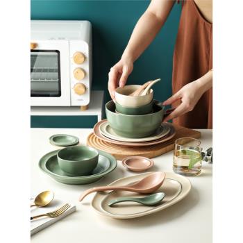 北歐風陶瓷碗吃飯碗家用湯碗麵碗大碗餐具碗盤套裝高顏值ins碗碟