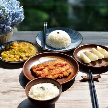 釉下彩創意陶瓷盤子冷菜盤調味碟日式和風餐具點心盤家用菜盤圓盤