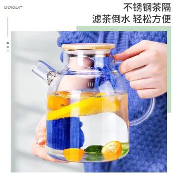 冷水壺套裝大容量玻璃水壺可明火涼水壺耐高溫防爆冷熱兩用水壺