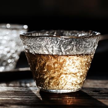 出口初雪品茗杯水晶耐熱玻璃主人杯錘紋大雪個人杯小雪杯功夫茶具