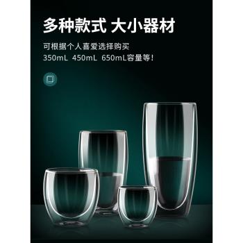 雙層隔熱喝水杯咖啡杯家用玻璃杯ins透明小杯子精緻女泡茶開水杯