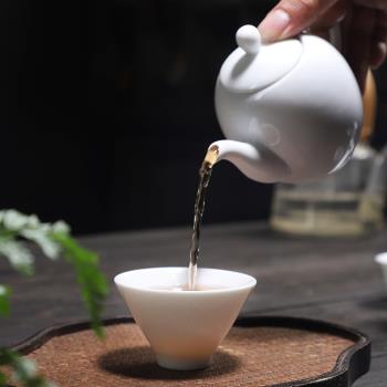 高白功夫只裝茶盞品茗斗笠杯陶瓷