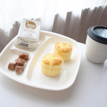日本進口塑膠餐盤早餐分隔盤兒童點心盤微波加熱飯盤三分格純色